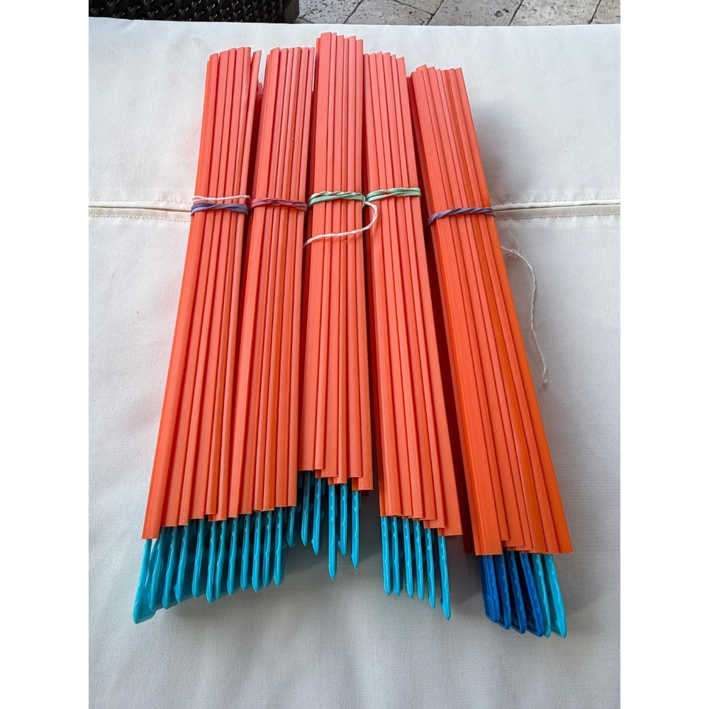 30 Hot Wheels Orange Track Bulk Lot 12 Inch Straight Pieces with Blue Connectors